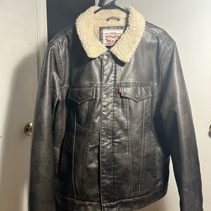 Levi's® Classic Faux-Leather Trucker, Aviator Jacket, brown w/ Sherpa lining XL